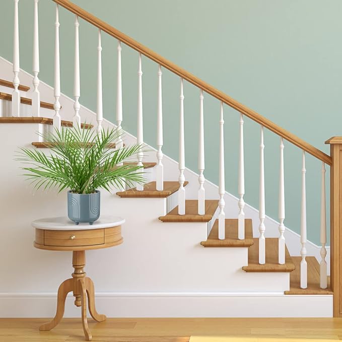 Hollyone Large Artificial Potted Plants Fake Palm Plants 16" Faux Green Plant Tropical Palm Tree in Blue Ceramic Pots for Home Room Office House Indoor Decoration