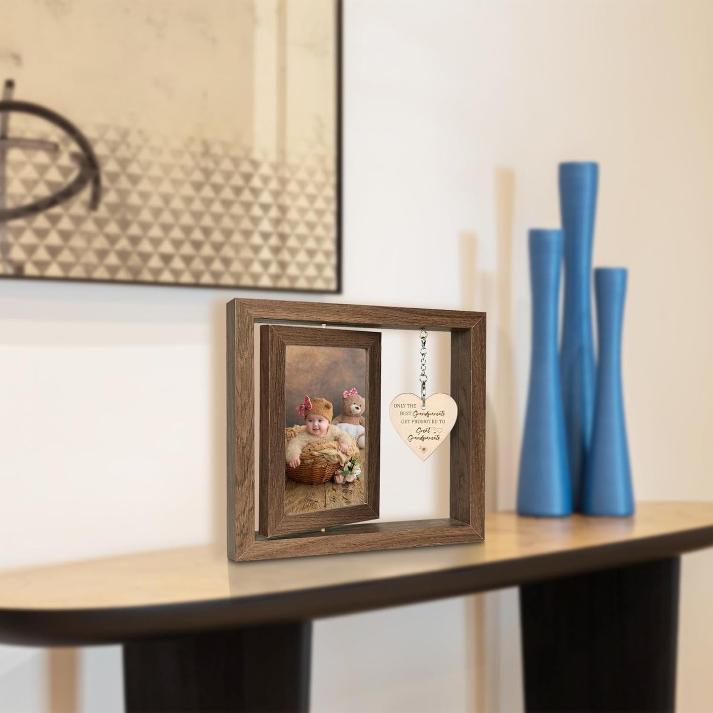 Great Grandparents Gifts - Rotating Wooden Great Grandparents Picture Frame for Two 4x6 Photos - Glass Cover, Gift Box Included - Only the Best Grandparents Get Promoted to Great Grandparents