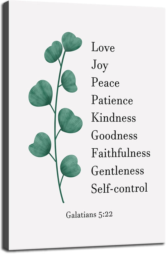 Inspirational Wall Art Motivational Canvas Christian Poster Print Inspiring Galatians 5:22 Quotes Modern Painting Picture Office Wall Decor Artwork Framed Living Room Gym Decor[24''W X 36''H]