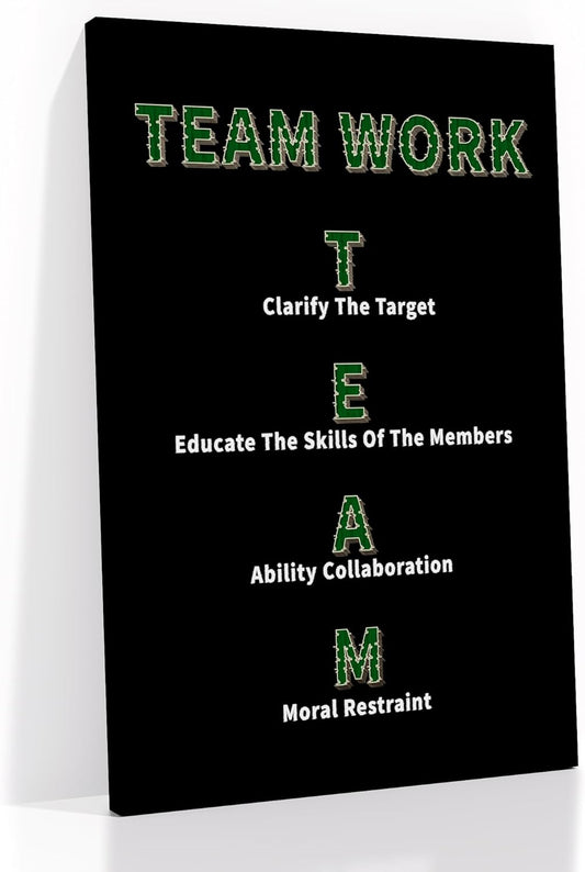 Inspirational Canvas Wall Art Team Work Motivational Entrepreneur Quotes Poster Print Positive Theme Artwork for Modern Home Bedroom Bathroom Wall Picture Painting Stretched and Framed [12''Wx18''H]