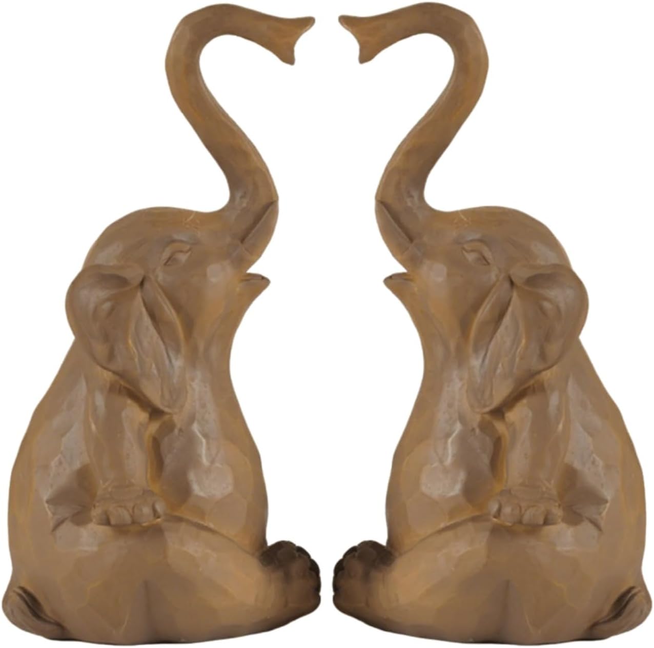 Loving Pair of Elephants - Handcrafted Resin Home Decor Statue Figurine Set, Lucky Gift for Women,Mon,Family, Couples & Elephant Lovers