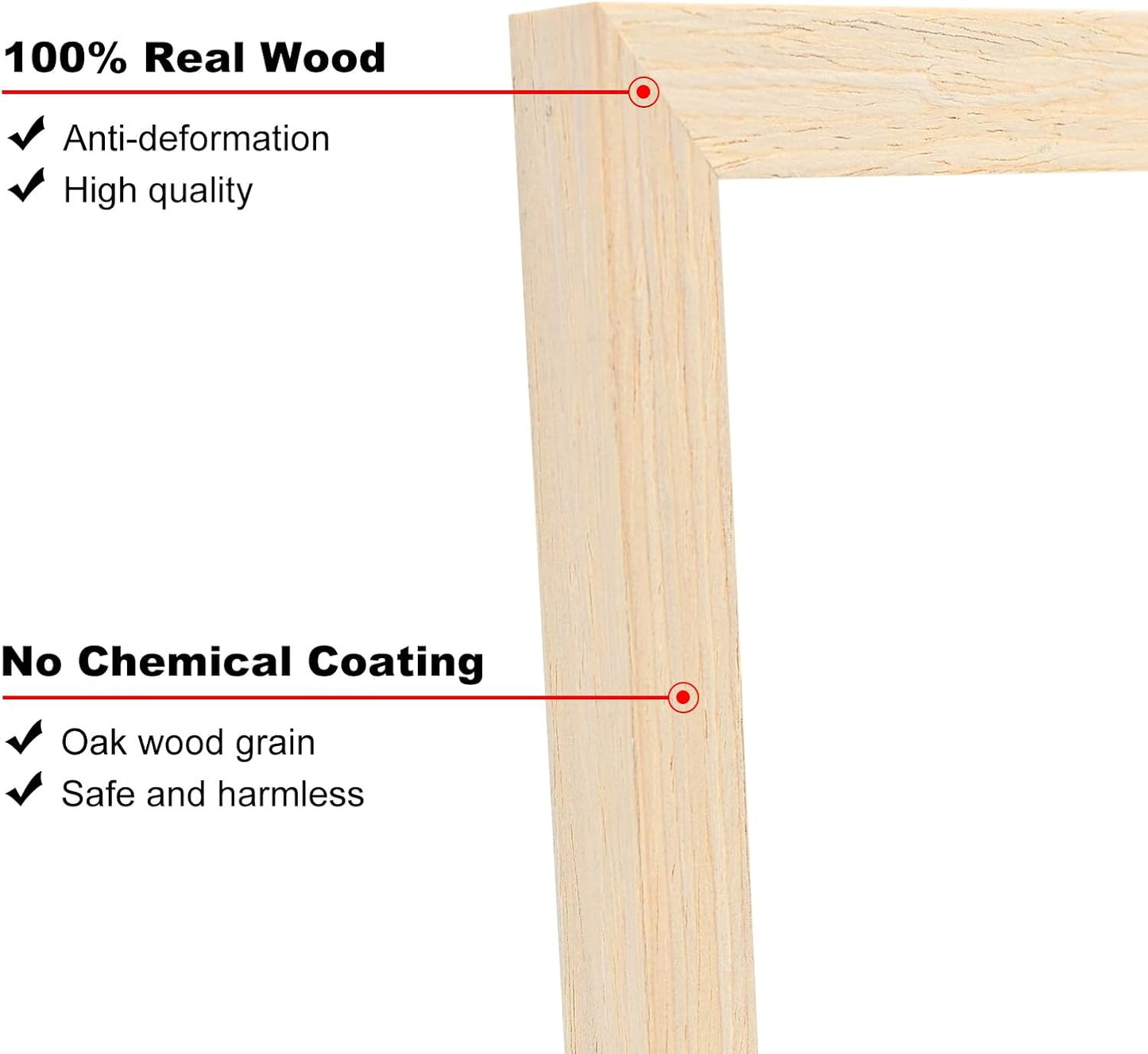 KINLINK A5 Picture Frame, White Oak Solid Wood Frames with Acrylic Plexiglass for Pictures 4x6 with Mat or A5 without Mat, Tabletop and Wall Mounting Display 4 Pack