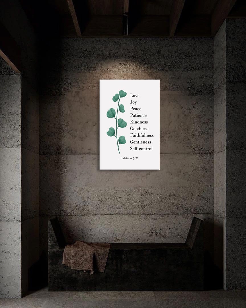 Inspirational Wall Art Motivational Canvas Christian Poster Print Inspiring Galatians 5:22 Quotes Modern Painting Picture Office Wall Decor Artwork Framed Living Room Gym Decor[24''W X 36''H]