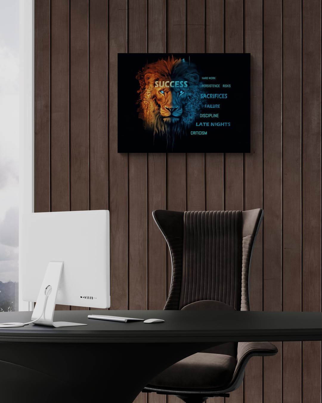 GoForArt Dream Big Motivational Canvas Wall Art, Inspirational Famous Quote Bedroom Living Room Decor, Positive Modern Landscape Mountain Office Dorm Room Poster Print (Success lion01, 18''x24'')