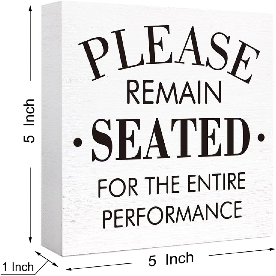 Funny Wood Sign 'The Best Seat in the House' - Block Sign for Shelf, Tabletop Decor - Farmhouse Bathroom Wooden Box Sign