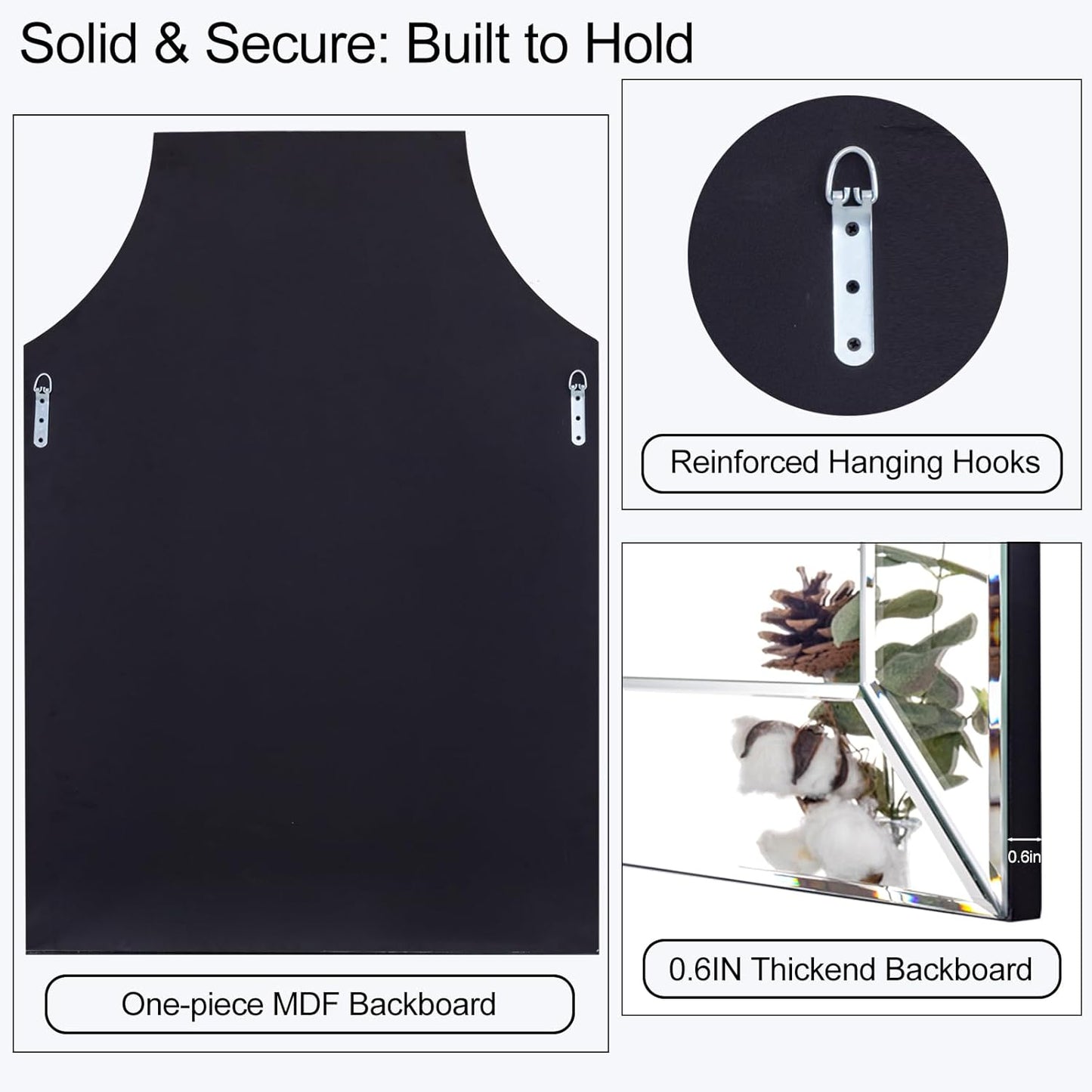 Large Decorative Wall Mirror, 31.5'' X 47.3'' Modern Living Room Mirror for Wall Decor with Glass Pieces and Beveled Edge, Scalloped Bathroom Mirrors Hang Vertically