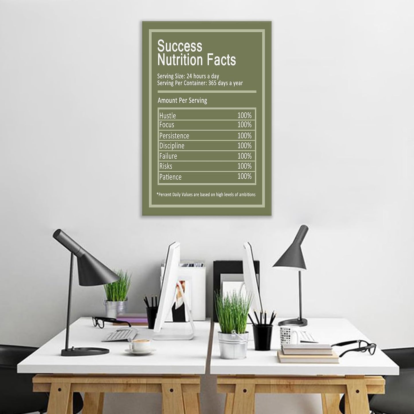 Inspirational Canvas Wall Art Nutrition Facts Motivational Entrepreneur Quotes Picture Print Positive Poster Painting Wall Decor Artwork for Home Bedroom Office Stretched and Framed [12''Wx18''H]