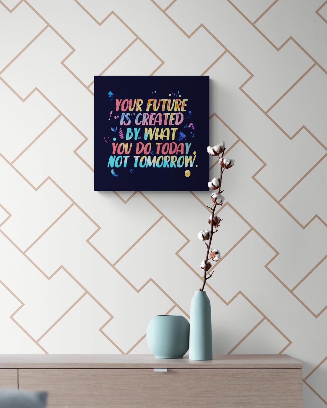 GoForArt Motivational Canvas Wall Art, Inspirational Colorful Positive Famous Quote Future Bedroom Living Room Decor, Modern Office Dorm Room Poster Print 14x14in