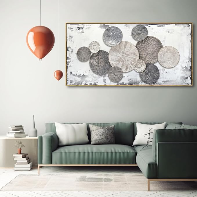Wall Art Floral Rustic Wall Decor Brown and Grey Canvas Painting Abstract Wall Art for Bedroom Living Room Dining Room Home Office Decor 20"x40" with Framed