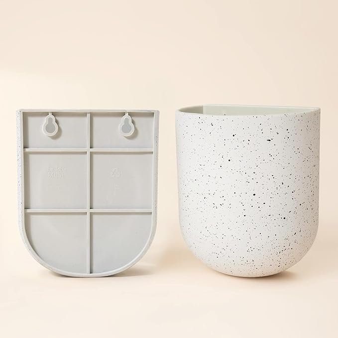 LA Jolie Muse Wall Hanging Planters for Indoor Plants，Hanging Flower Pots for Air Plants Succulent, Set of 2, 5.7L*4.1W*7H, Speckled White