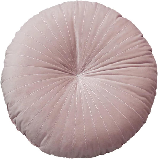 HLOVME Round Pillow Cushion for Couch Velvet Decorative Small Throw Pillow Solid Color for Living Room Bed Floor 15.7”, Light Brown