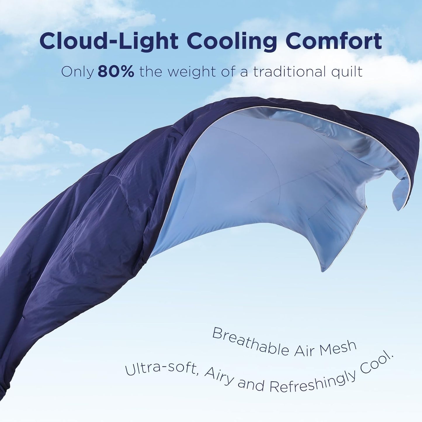 Elegear King Cooling Comforter for Hot Sleepers, Arc-Chill 3.0 Cool-to-Touch Fabric with Breathable Air Mesh Filling, Lightweight All-Season Temperature-Regulating Cooling Blanket Quilt, Blue