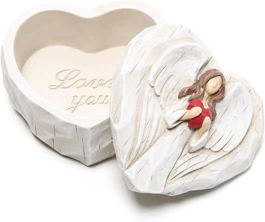 Hodao Angel Figurines Angel Gift Sculpted Hand-Painted Keepsake Box