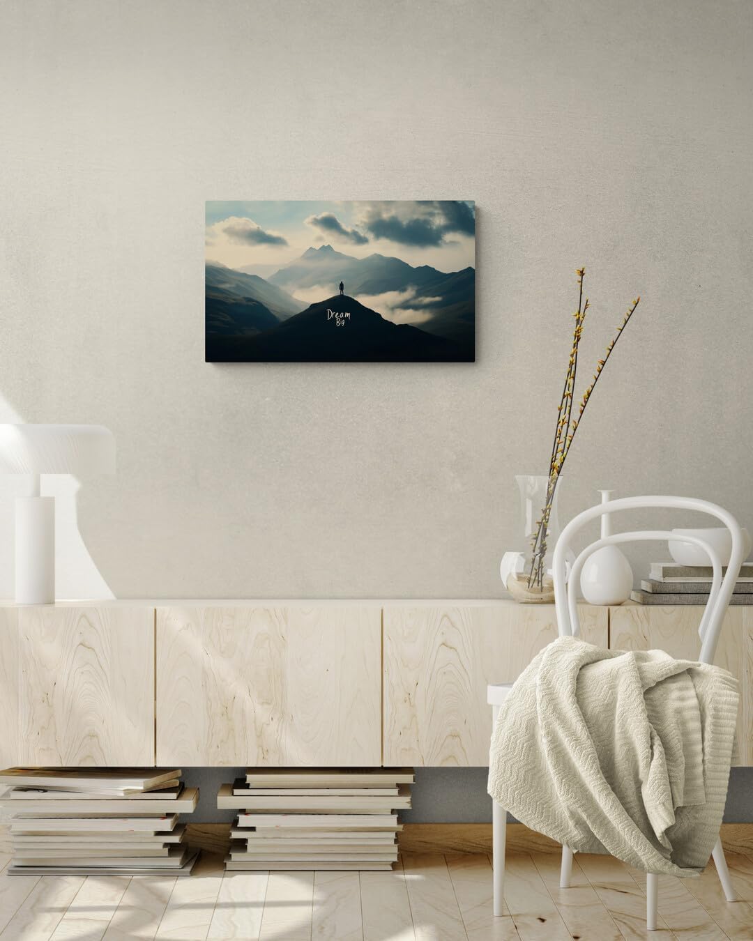 GoForArt Dream Big Motivational Canvas Wall Art, Inspirational Famous Quote Bedroom Living Room Decor, Positive Modern Landscape Mountain Office Dorm Room Poster Print 12x20in