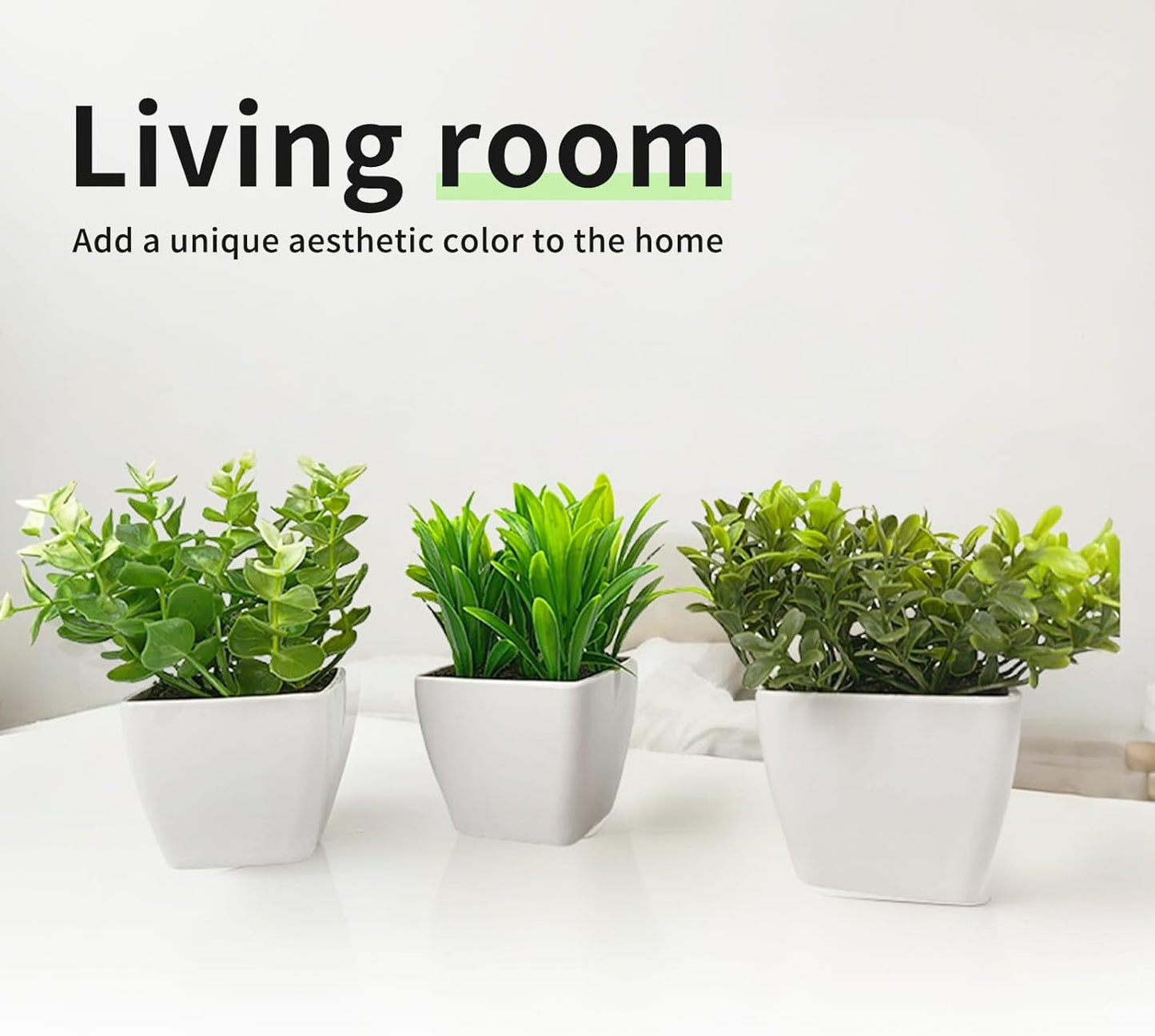 Cutepet 3 Pcs Small Fake Plants, Realistic Artificial Greenery Faux Plants Indoor/Outdoor for Home、 Office Desk & Bathroom Decorations,Adjustable Leaves, Maintenance-Free