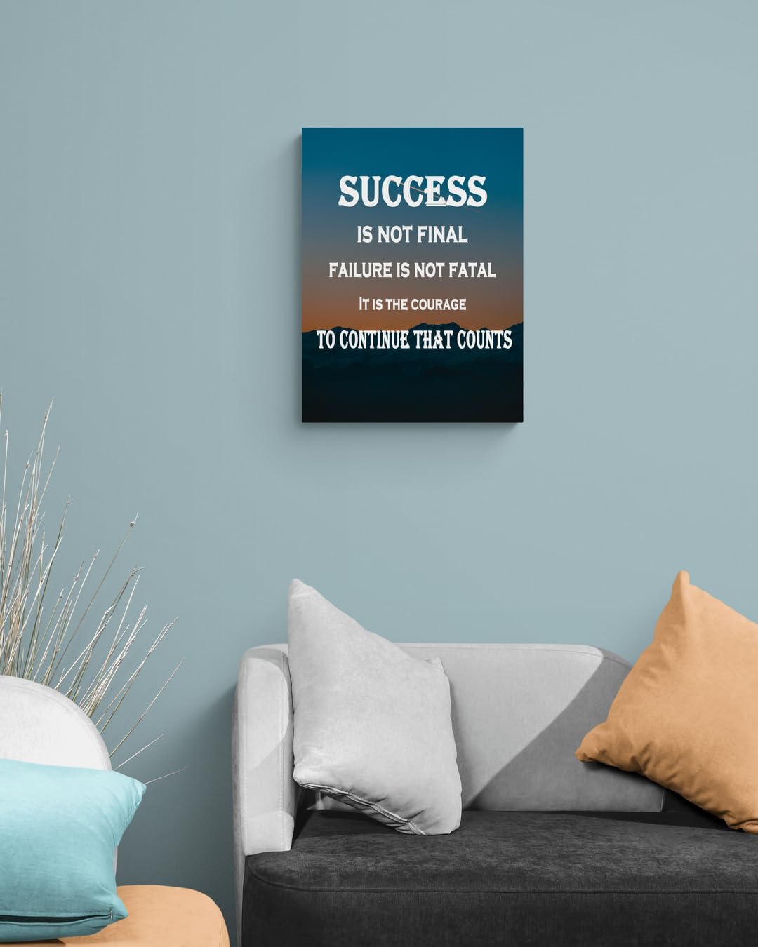 GoForArt Mountain Motivational Canvas Wall Art, Famous Quote Inspirational Prints Wall Decor, Success Is Not Final Poster for Office Living Room, Bedroom Dining Room Artwork Home Decoration 12x18in