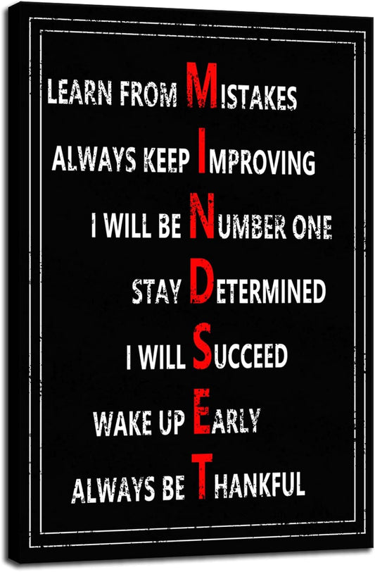 Mindset Poster Motivational Canvas Office Print Wall Art Inspirational Mindset Definition Picture Painting Modern Inspiring Artwork for Home Living Room Office Decor Ready to Hang[24''W x 36''H]