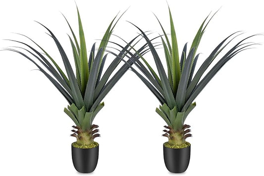 3ft Artificial Spiked Agave Plant, 36" Faux Agave Plants Indoor Small Floor Plant Perfect for Front Porch, Patio, Indoor Outdoor Home, Office Decor (Set of 2)