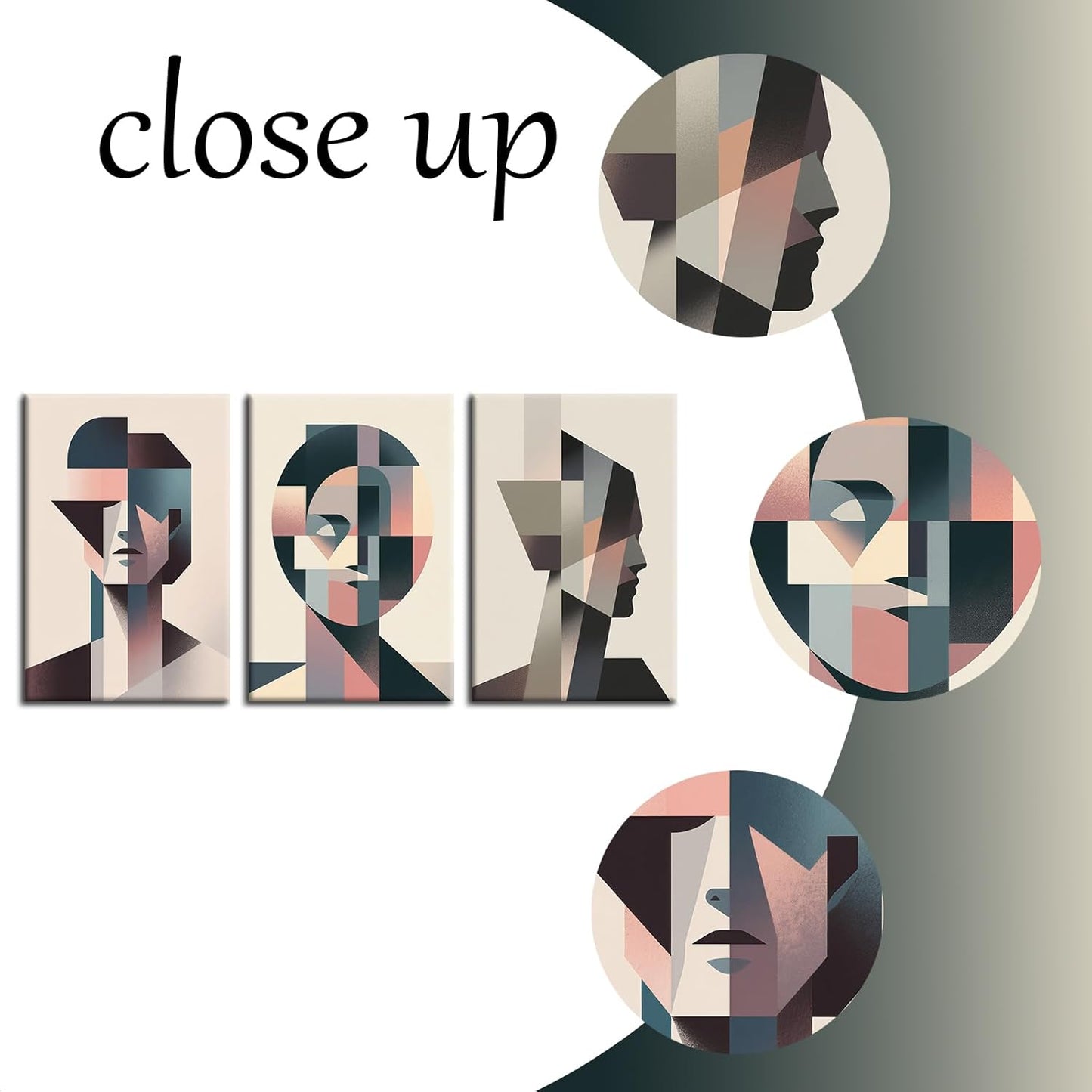 Geometric Stitching Canvas Wall Art Abstract Modern Minimalism Poster Print Graphic Combinations Picture Painting for Home Office Parlour Living Room Decoration Stretched and Framed [48''Wx24''H]