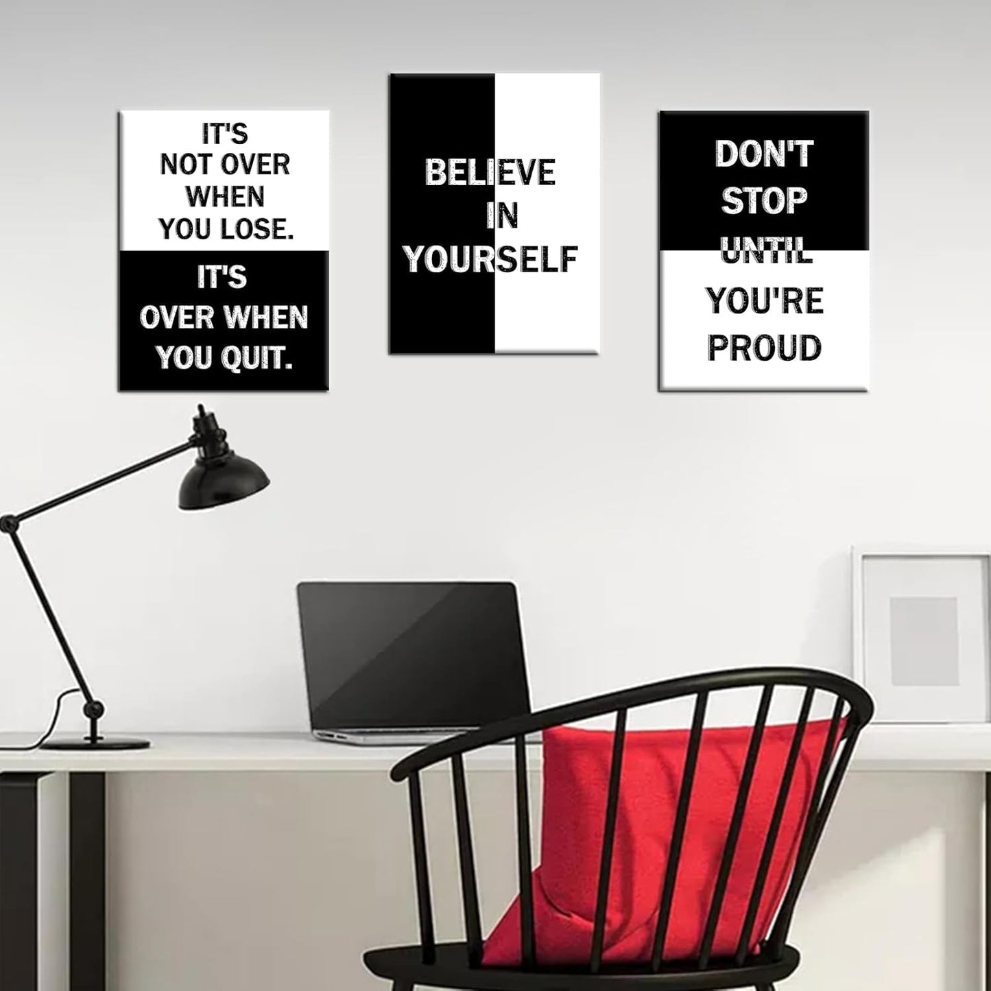 Inspirational Canvas Wall Art Simple Black and White Motivational Poster Print Office Decor Picture Painting Artwork for Modern Home Bedroom Bathroom Wall Decoration Ready to Hang [36''W x 16''H]