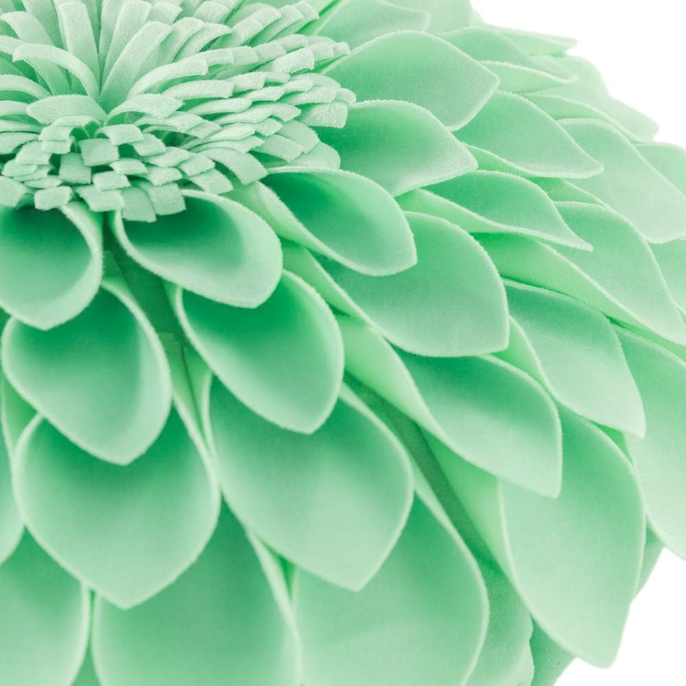 JWH Handmade 3D Flower Pillow Covers Aesthetic Decorative Round Floral Throw Pillow Floral Accent Pillow Cases Velvet Pillowcase Cute Cushion for Bed Couch Bedroom 14 Inch Light Green