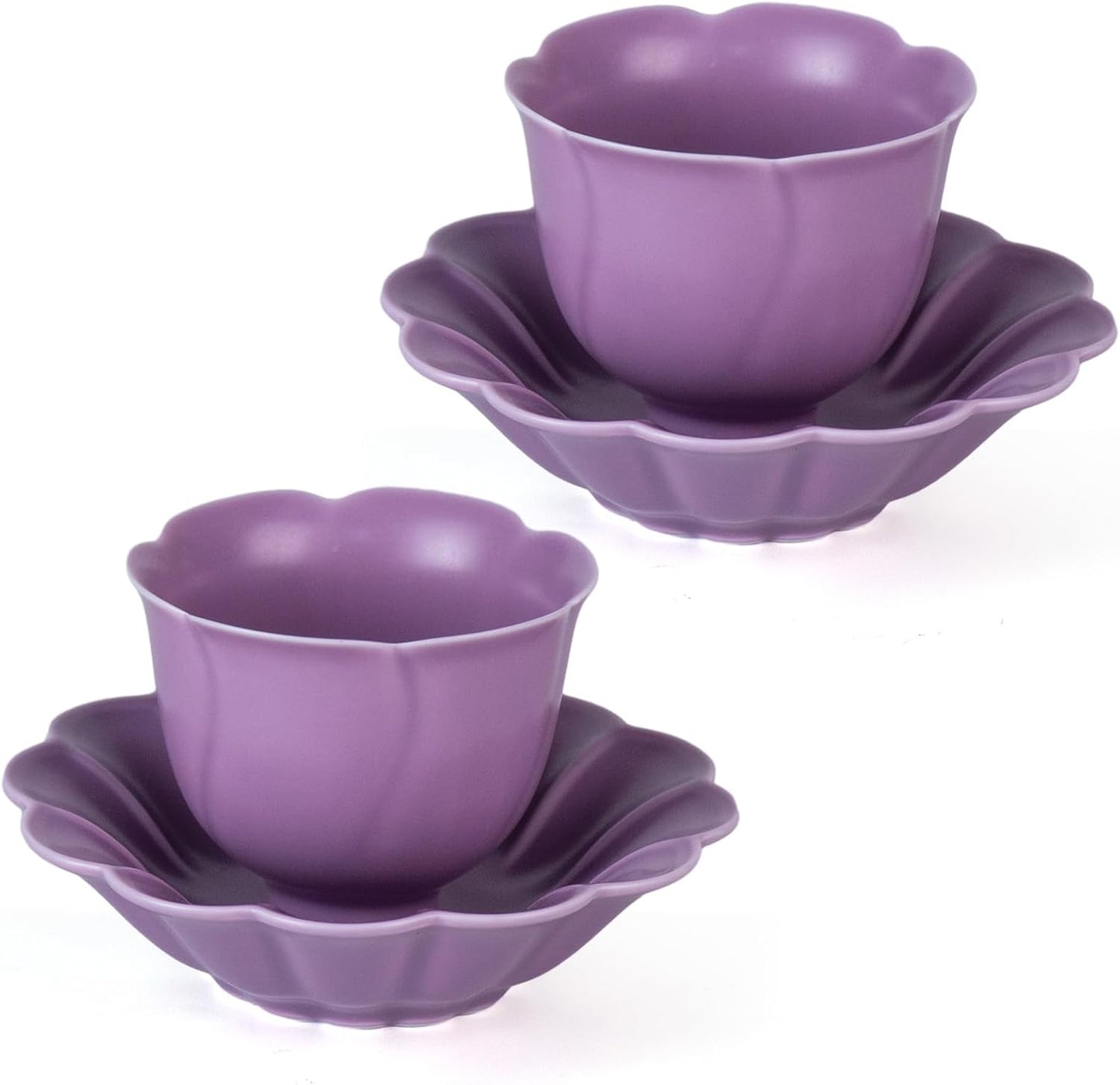 KAMMAK Ceramic Tea Cups Small, Cute Vintage Coffee Cup Set of 2, Porcelain Teacups Espresso Mug, 1.9oz Hand Painted Chinese Afternoon Tea Party Mugs, Birthday Gift for Women Men, Fragrant Purple