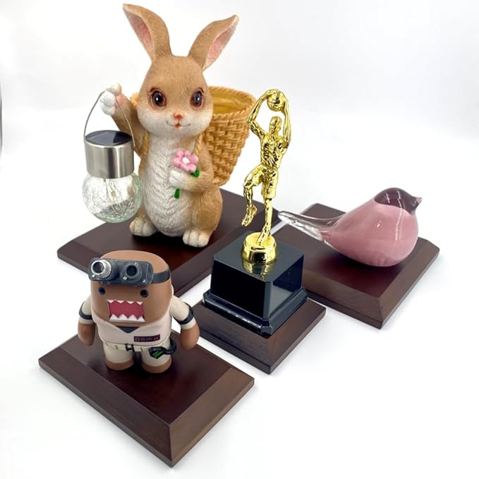 Dark Brown Solid Cherrywood Pedestal, Rectangular Wood Display Base with Bevel, Vintage Decor Wooden Riser for Display (9" x 6" x 7/8")