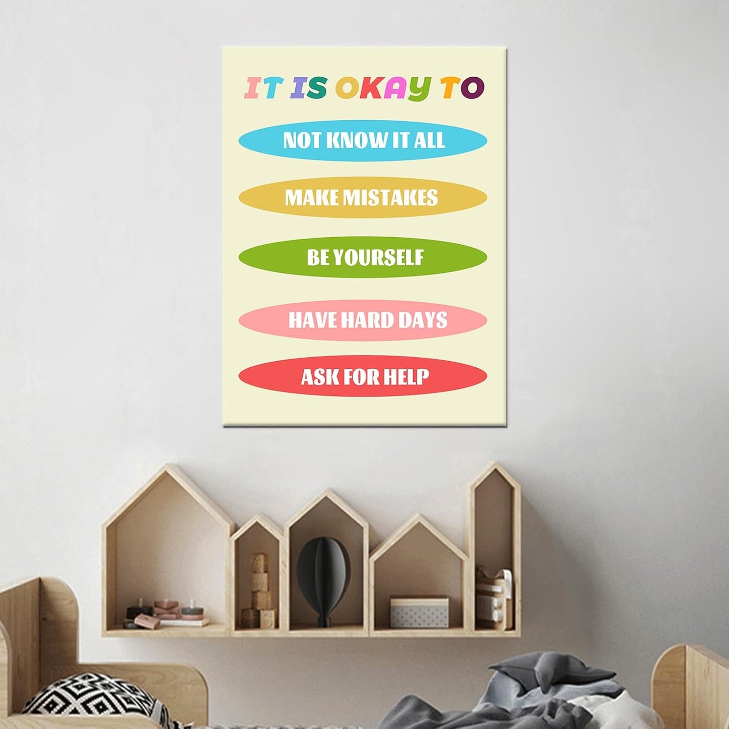 Inspirational Wall Art Positive Energy Motivational Entrepreneur Quote Canvas Wall Art Print Poster for Modern Home Office Bedroom Living Room Wall Decoration Framed Ready to Hang [18''Wx 24''H]