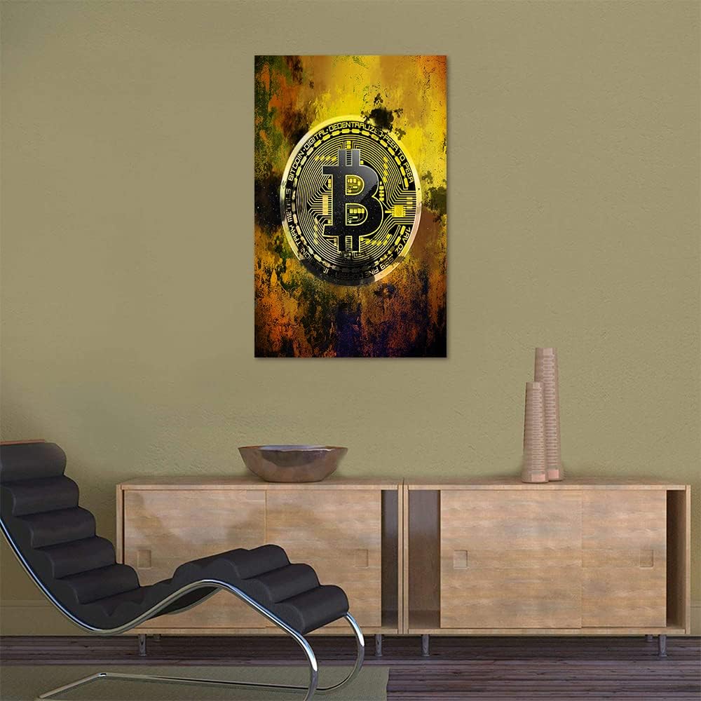 Bitcoin Canvas Wall Art Motivational Hodl Crypto Btc Posters Modern House Inspiration Office Decor Motivation Inspire Cryptocurrency Trader Hodler Inspirational Prints Artwork Decorations(28"Wx44"H)