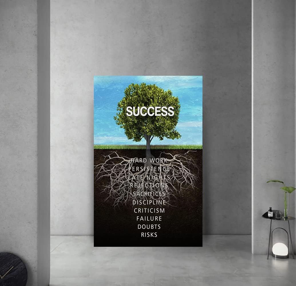 Inspirational Wall Art Success Tree Pictures Inspiration Decoration Motivation Inspire Entrepreneur Quotes Canvas Painting Framed Prints Modern Artwork Home Decor for Office Living Room (28" Wx44 H)