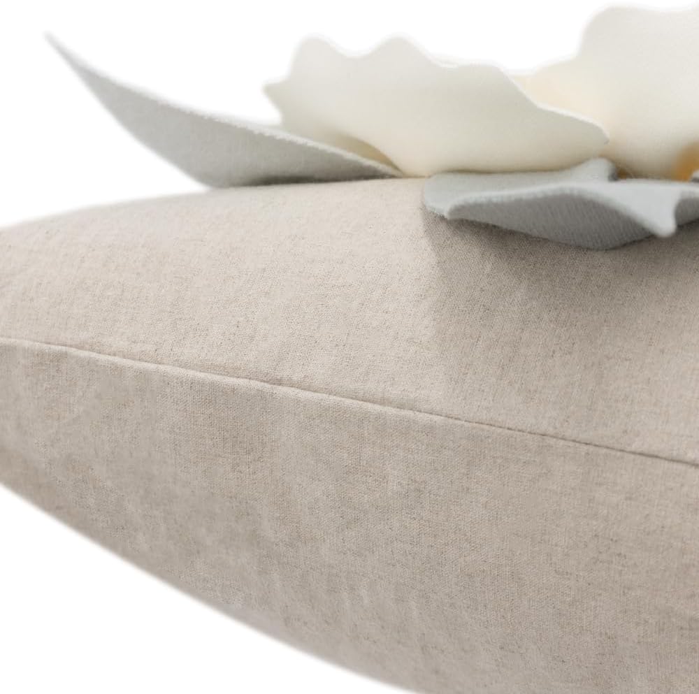 JWH Flower Throw Pillow Cover Decorative 3D Floral Accent Pillow Case Stereo Cushion Handmade Pillowcase for Car Bedroom Bed Couch Sofa 18x18 Inch Ivory White
