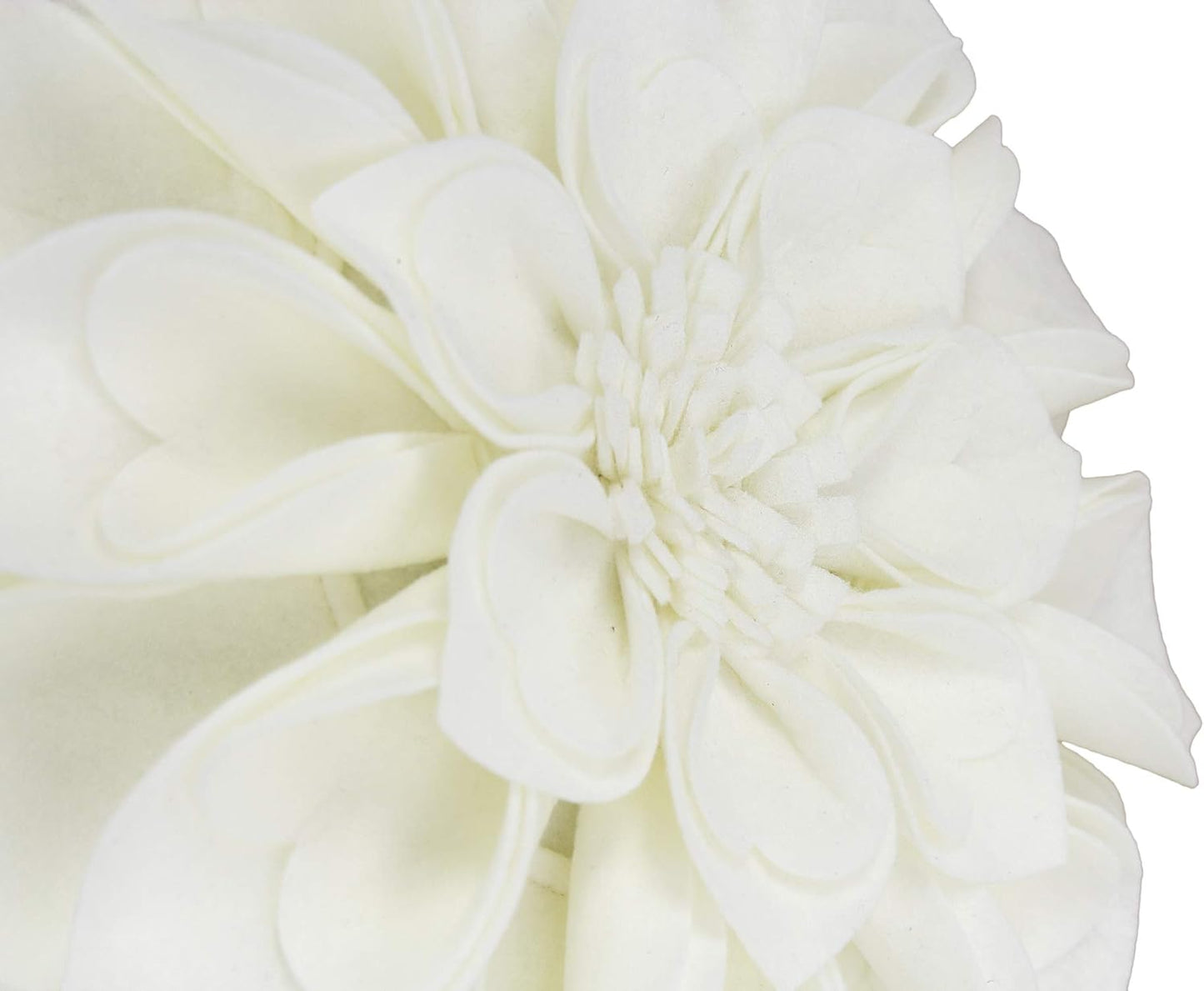 Fennco Styles Handmade 3D Heart-Shaped Petals Flower Decorative Throw Pillow Cover Only - 13" Round Ivory Floral Pillow Case for Couch, Home Décor and Holiday, Housewarming Gift
