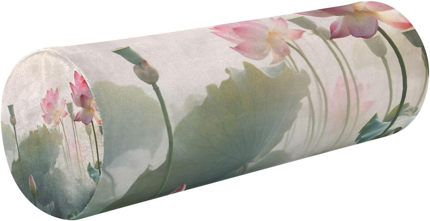 Flower Bolster Pillow, Round Pillow for Bed with Removable Washable Cover, Cylinder Pillows for Head, Neck, Back and Legs Cervical Neck Sleeping 5.5 x 17 Inch