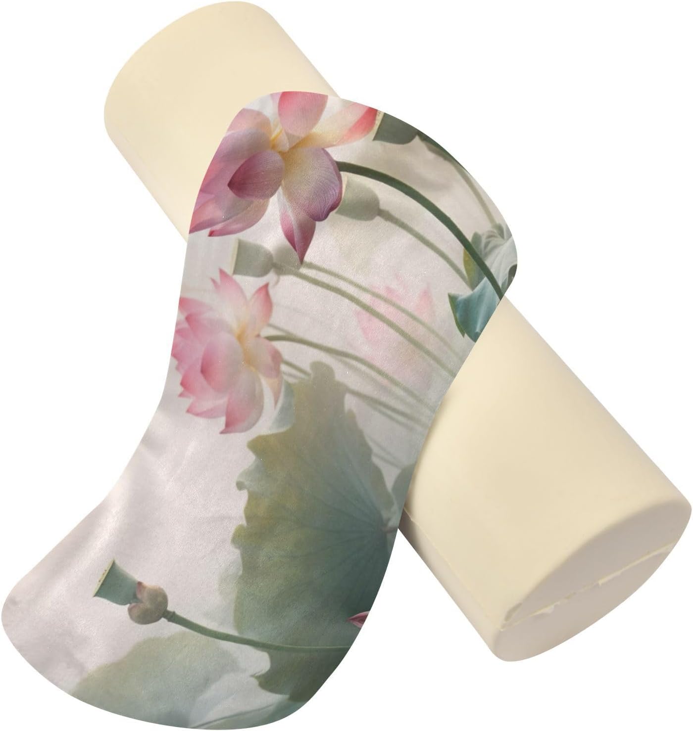 Flower Bolster Pillow, Round Pillow for Bed with Removable Washable Cover, Cylinder Pillows for Head, Neck, Back and Legs Cervical Neck Sleeping 5.5 x 17 Inch