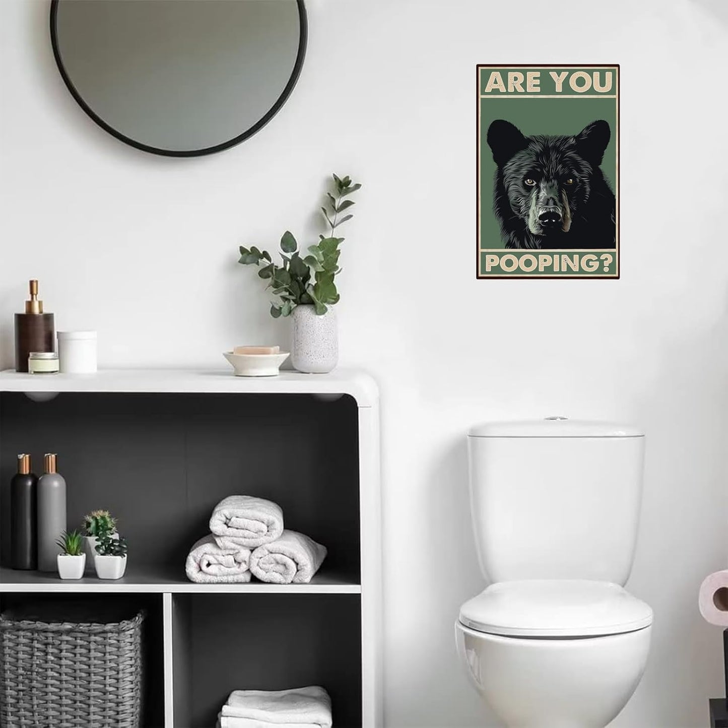 Metal Signs Are You Pooping Black Bear Vintage Tin Sign for Home Bathroom Apartment Wall Decor 12x8 Inch