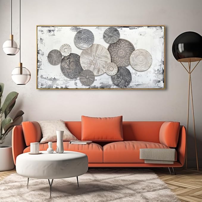 Wall Art Floral Rustic Wall Decor Brown and Grey Canvas Painting Abstract Wall Art for Bedroom Living Room Dining Room Home Office Decor 24"x48" with Framed
