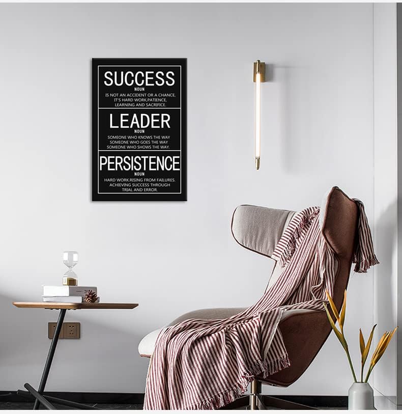 Inspirational Framed Office Canvas Wall Art Motivational Entrepreneur Positive Quotes Success Noun Leader Noun Persistence Noun Paintings Artwork Home Classroom Wall Decor [12"W X 18"H]