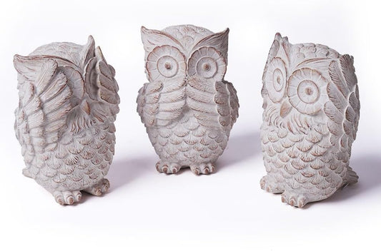 HAUCOZE 3pcs Owl Figurine Statue Animal Decor Gifts Modern Arts Sculpture Polyresin 5.1inch