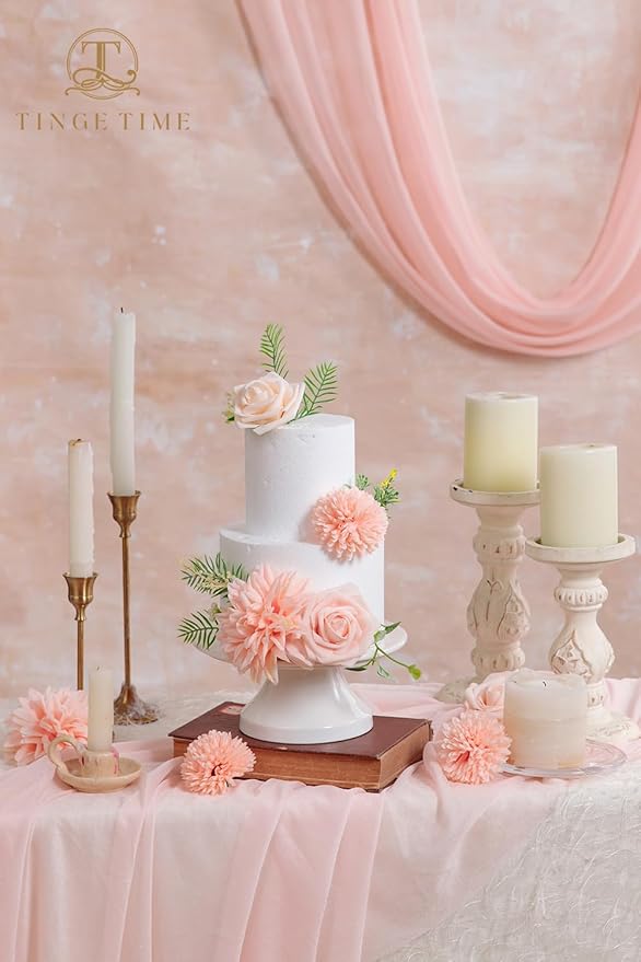 TINGE TIME Pink Artificial Flowers Combo Box Set, Fake Flower Leaf with Stems for DIY Spring Garland Wedding Bouquets Table Centerpieces Baby Shower Home Party Floral Arrangements Decorations