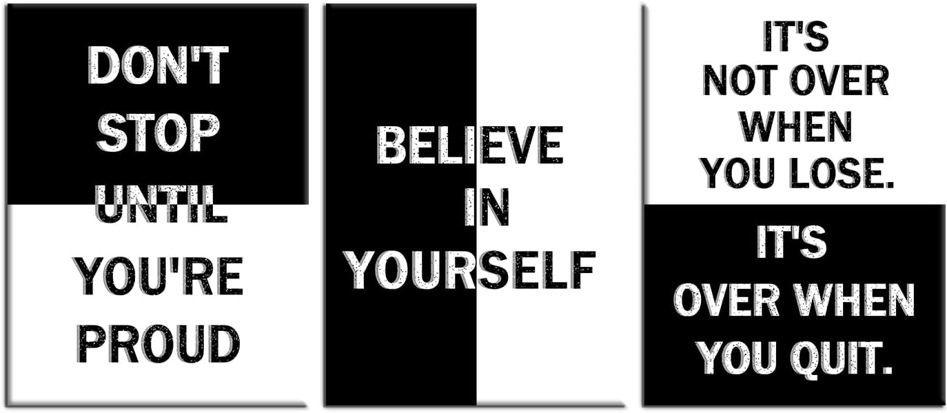 Inspirational Canvas Wall Art Simple Black and White Motivational Poster Print Office Decor Picture Painting Artwork for Modern Home Bedroom Bathroom Wall Decoration Ready to Hang [36''W x 16''H]