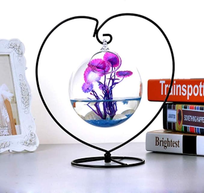 Ornament Display Stand Air Plant Stand Iron Hanging Stand Flower Pot Stand Rack Holder for Hanging Glass Globe Witch Ball Terrarium Christmas Ornament and Home Wedding Decoration(Black) (Love)