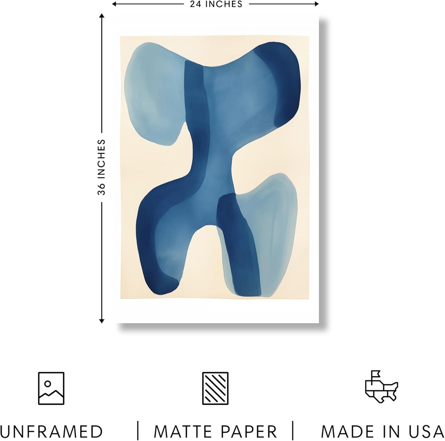 HAUS AND HUES Modern Abstract Wall Art - Blue and Green Living Room Art, Modern Artwork for Walls, Minimalist Picture for Living Room(Blue Shapes, Unframed, 24x36)