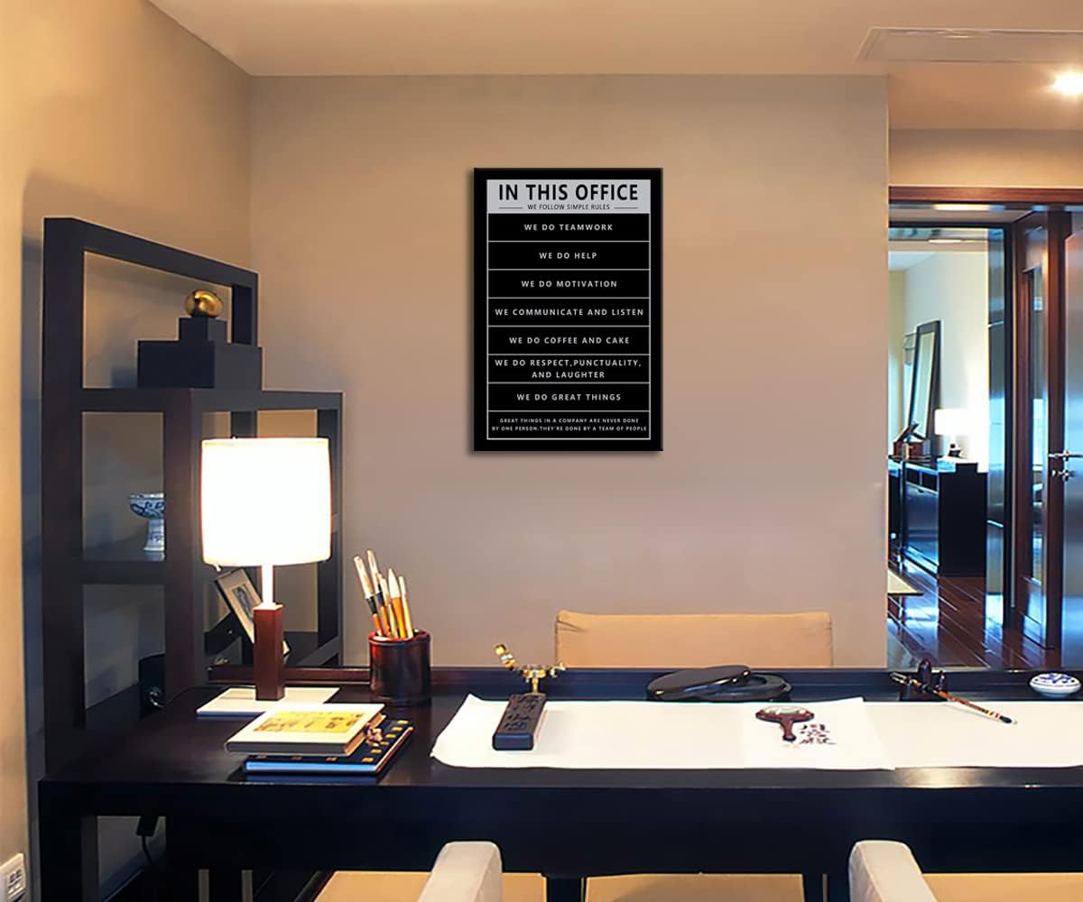 In This Office Inspirational Canvas Wall Art for Office Motivational Entrepreneur Quotes Poster Painting Print Teamwork Office Wall Decor Artwork Living Room Framed Ready to hang[24''W x 36''H]