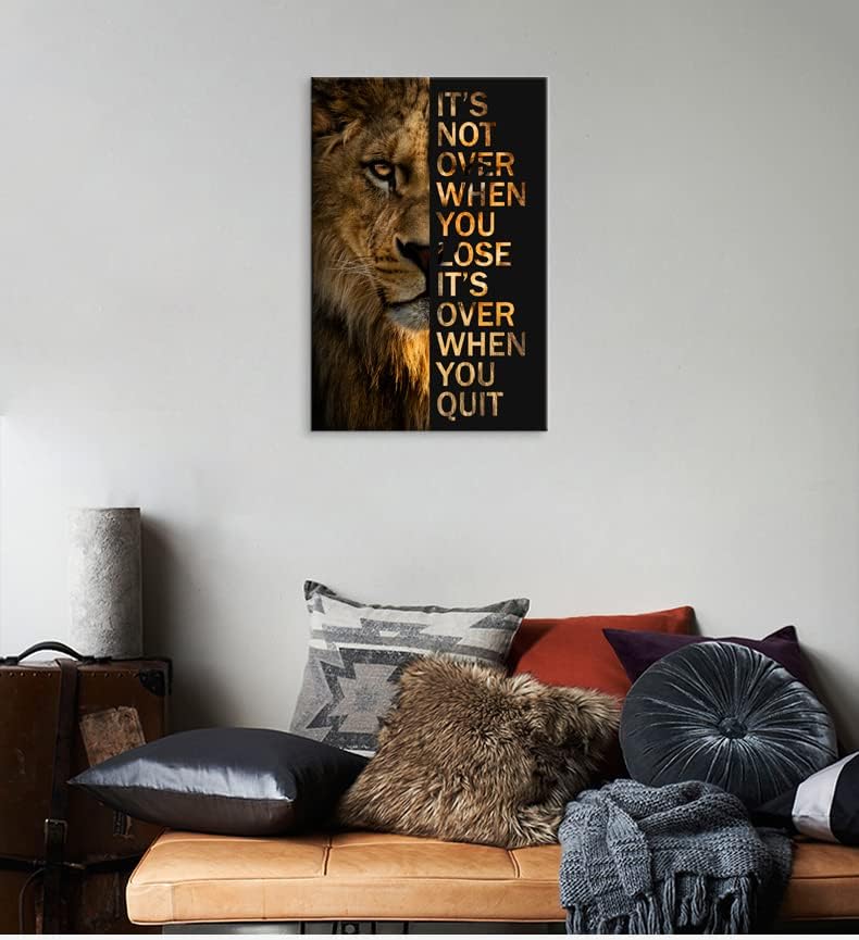 Lion Motivational Posters Animal Canvas Wall Art Inspirational Quote Picture Print Painting Modern Inspiring Artwork Decor for Living Room Bedroom School Office Decor Ready to Hang[12''W X 18''H]