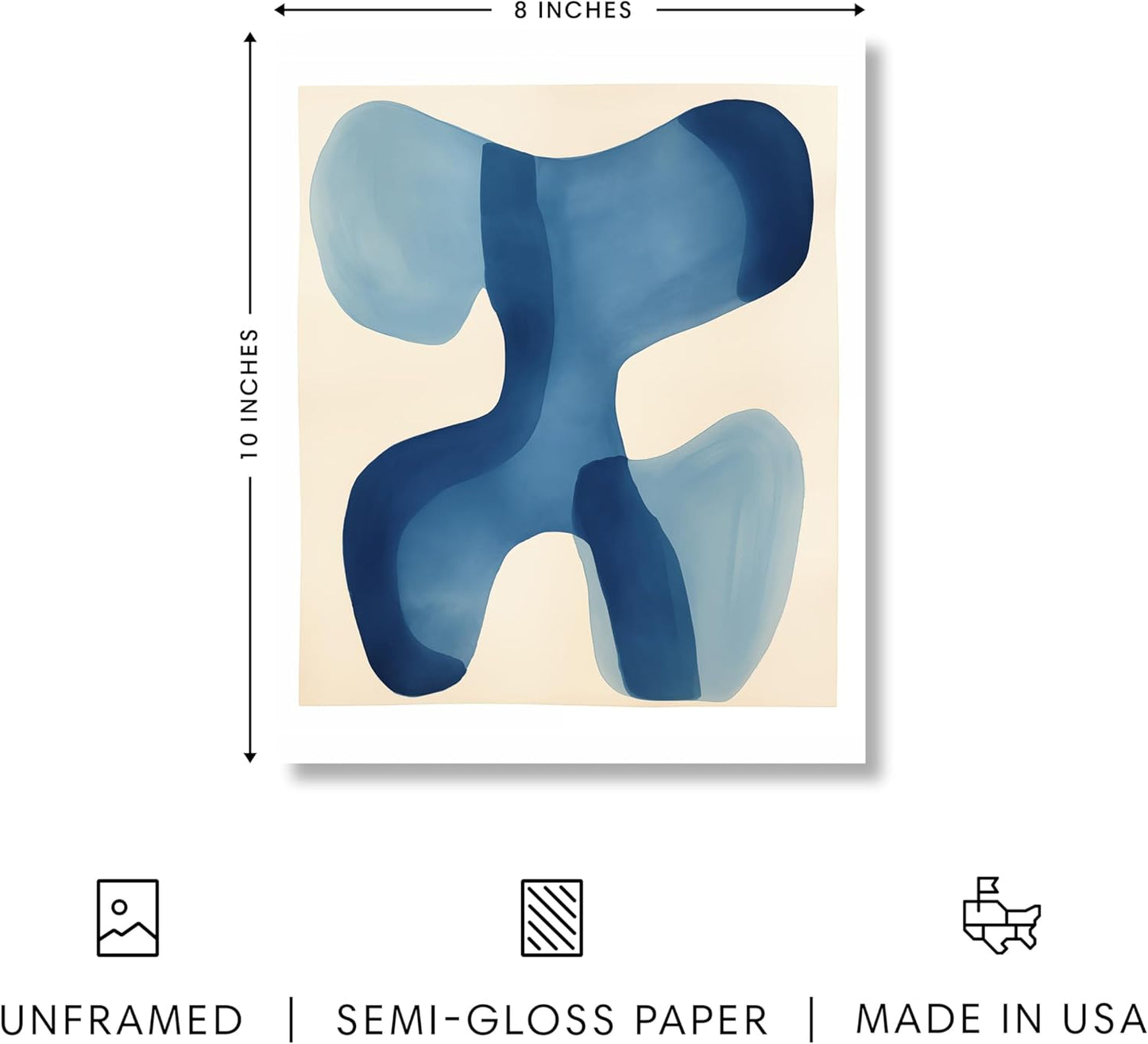 HAUS AND HUES Modern Abstract Wall Art - Blue and Green Living Room Art, Modern Artwork for Walls, Minimalist Picture for Living Room(Blue Shapes, Unframed, 8x10)