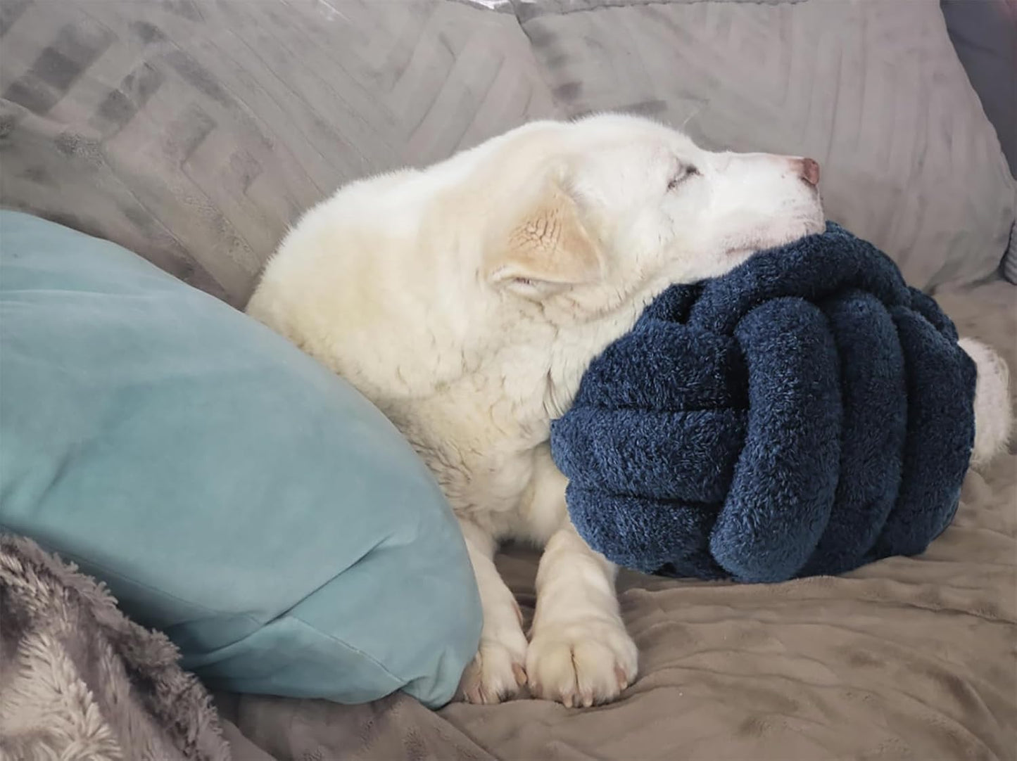 Knot Pillow Ball Plush - Decorative Throw Pillows for Bed Relieve Stress, Round Knot Cushion for Sofa Decor Pet Toy, Navy 8 inch