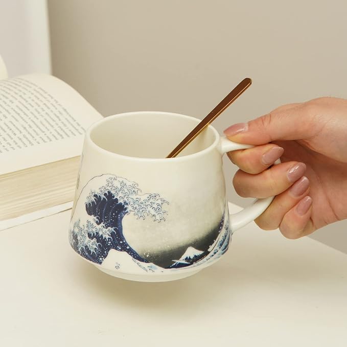 Topadorn Ceramic Mug Porcelain Coffee Cup,12 oz. The Great Wave