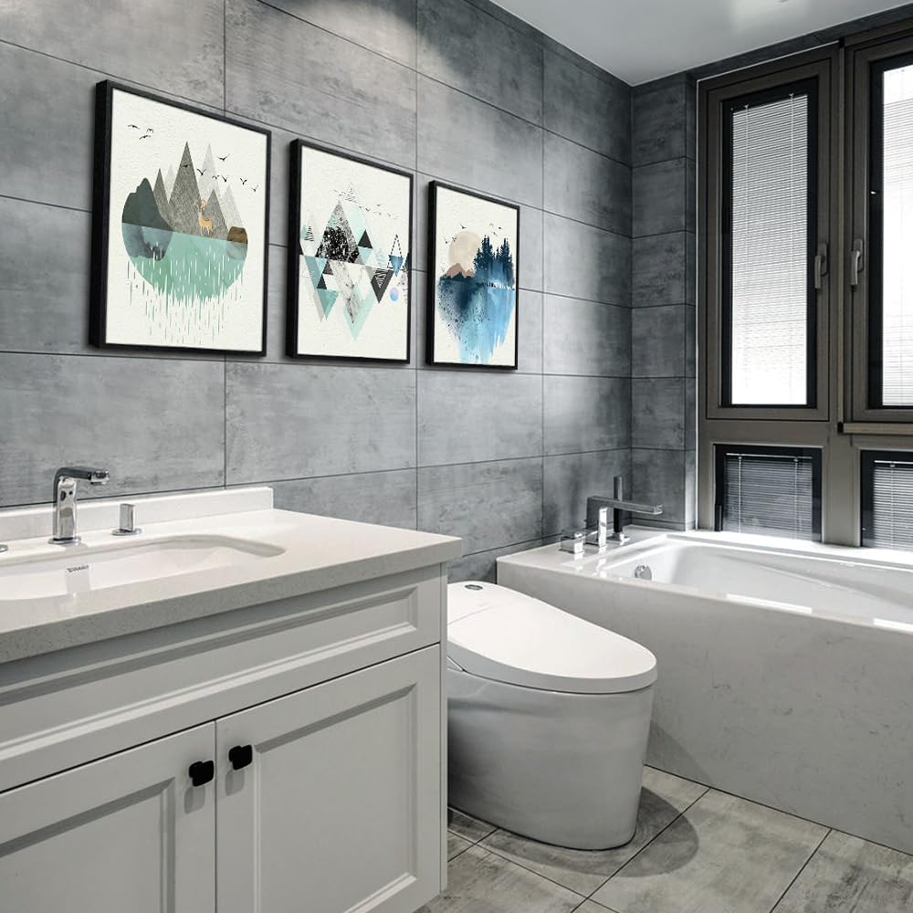 Black Framed Abstract Wall Art - Set of 3 Piece Framed Art Prints - 20"X28" - Modern Home Decor for Living Room, Bedroom, Office