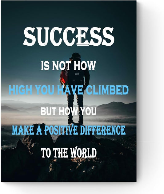 GoForArt Success Mountain Motivational Canvas Wall Art, Famous Quote Inspirational Prints Wall Decor, Positive Picture Poster for Office Living Room, Bedroom Dining Room Artwork Home Decoration 12x18in