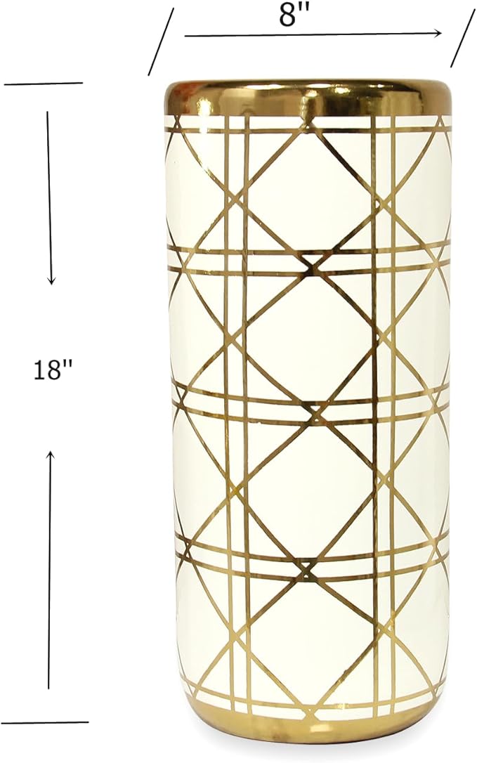 ZOEJADE Porcelain Ceramic Umbrella Stand Umbrella Holder Modern Style Floor Vase for Storing Canes Walking Sticks for Entryway Indoor 18'' High